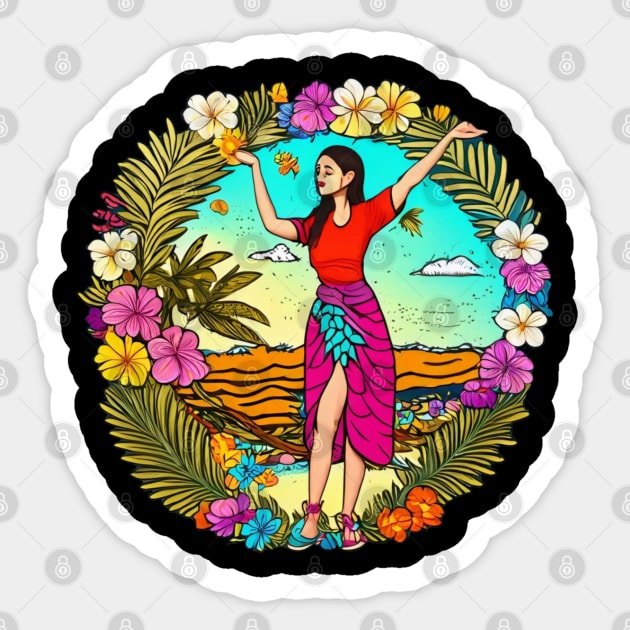 Hula shirt Sticker by Pixel Threads 